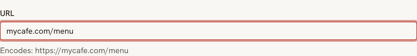The KeptQR URL field with a web address typed in.